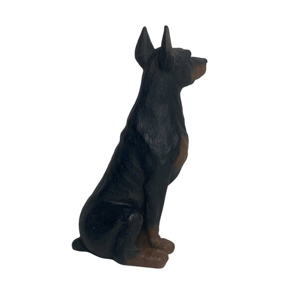 Doberman Pinscher Dog Figurine Universal Statuary 7” Tall Sitting Black Tan USA - Picture 8 of 13